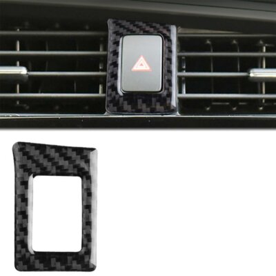 Real Carbon Fiber Hazard Warning Light Button Frame Trim Cover Fits Civic 16-21