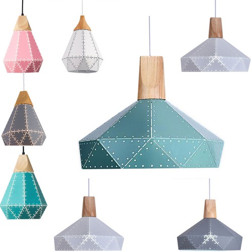 PAS Modern Simple Wood Shade Pendant Ceiling Light Hanging Mutilcolor Fixtures - Picture 1 of 27