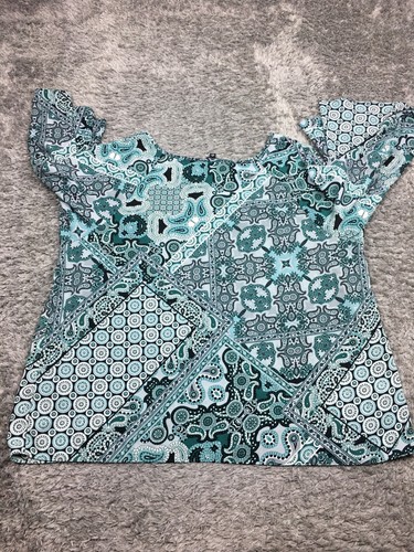 Zac & Rachel Damenoberteil Größe 3X blau Paisley ausgestellte Ärmel 3/4-Arm - Bild 17 von 19