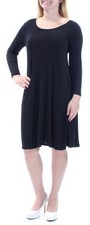 STYLE & COMPANY Womens Black Long Sleeve Above The Knee Fit + Flare Dress S