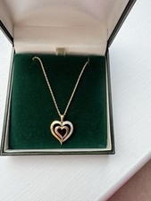 Three Colour Gold Diamond Double Heart Pendant Necklace