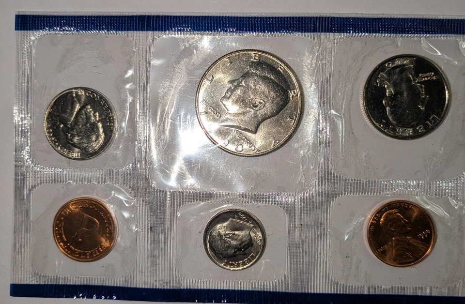 1990 P&D Mint Set Brilliant Uncirculated US with Envelope & COA (10 Coin Set) - Image 3 of 4