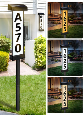 DBF Solar Address Sign, Dual-Sided House Numbers for outside Waterproof, 3 Color