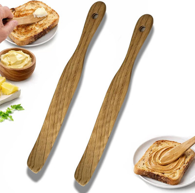 2 Pack Teak Wood Spurtle Set for Baking & Cooking - Extra Long Handle Sourdough