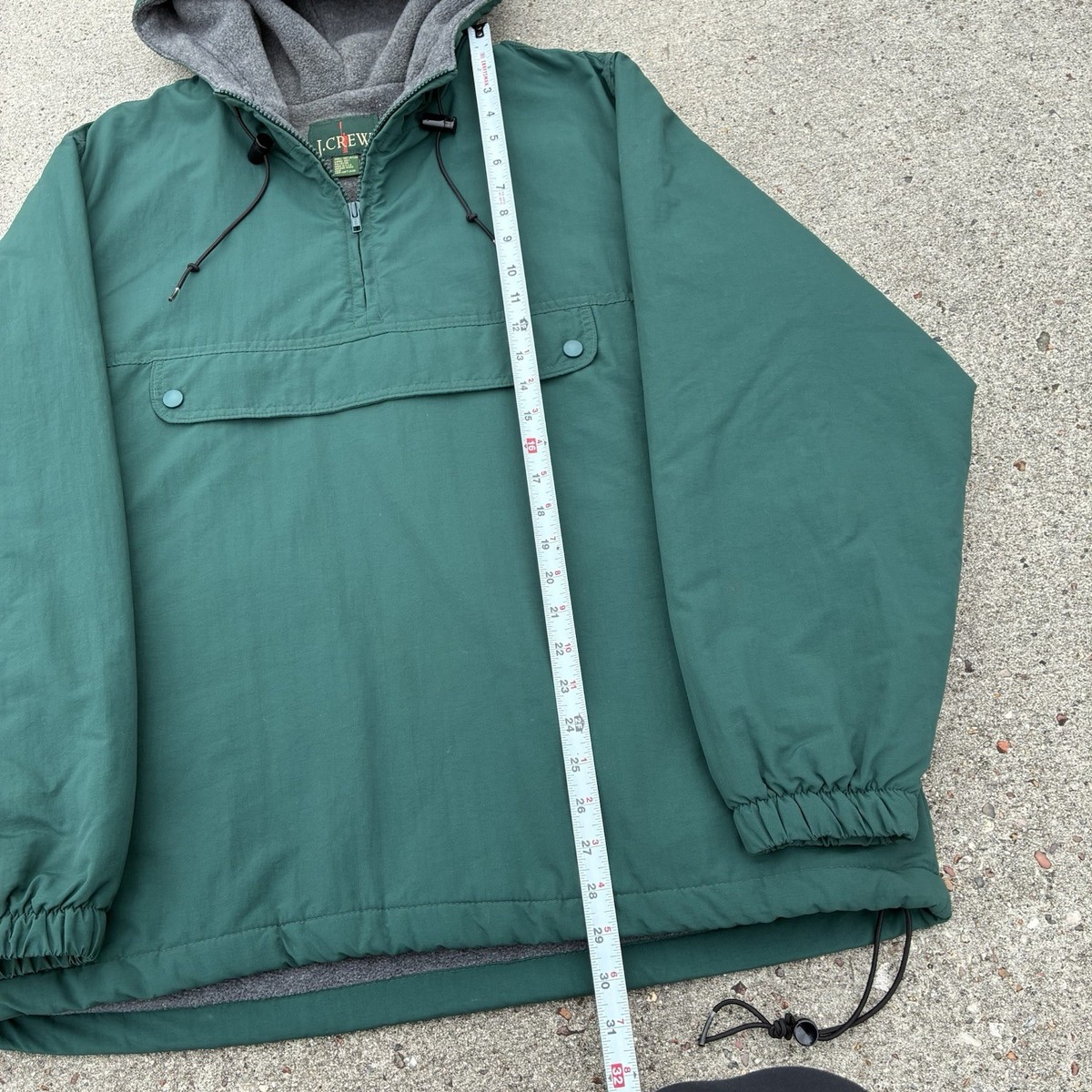 Vintage J.Crew Anorak Jacket Medium Green Pullover Hooded Made In