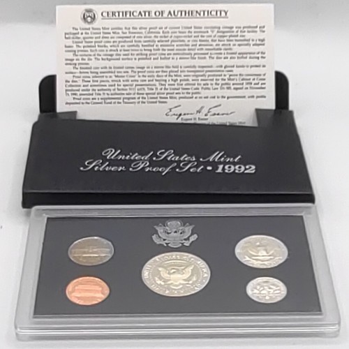 1992 United States Mint 5 Coin Silver Proof Set In Box - Picture 3 of 4