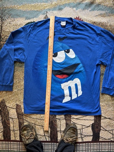 Y2K VIntage Blue M&M Candy AOP Long Sleeve T-Shirt Size XXL - 第 5/5 張圖片