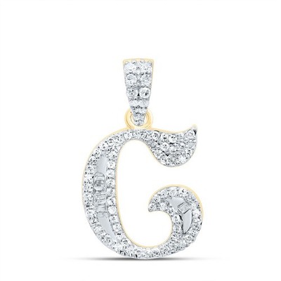 1/4 kt natürlicher Baguette Diamant 10 k Gelbgold Initiale ''C'' Charm 1,73 g Anhänger