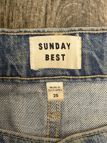 Pantalones de mezclilla Sunday Best para mujer 25 tiro alto pierna recta aspecto clásico vintage - Imagen 5 de 6