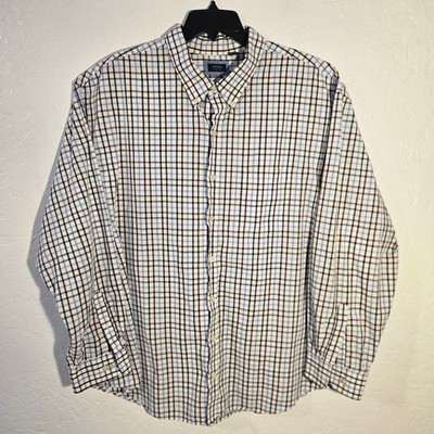 Arrow Mens 3XL Tall Long Sleeve Button Down Plaid Shirt USA 1851