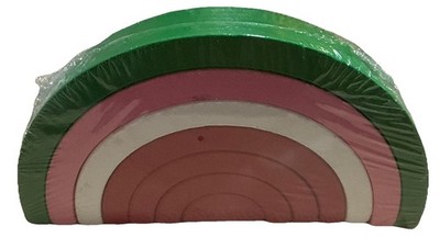 Wooden Rainbow Stacking Toy, Wood Stacker Arch Game, Montessori Arch Bridge R...