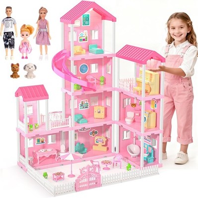 Barbie Dreamhouse, Pieces, Pool Party Doll House with 3 Story Slide