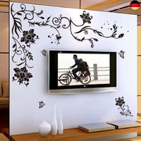 Wandtattoo Wandaufkleber Xxl Blumen Rebe Ranke Schwarz Wandsticker Wandbild