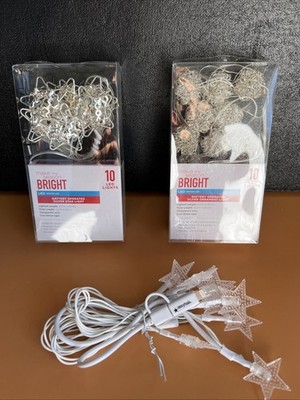 *Lot Of 3* LED indoor Lights Silver Stars, Silver Balls And White Stars