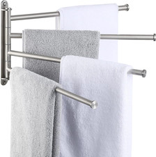 Bathroom Towel Rack 15.5-Inch, Swivel Towel Bar 4-Arm, Swing Out Towel Bar Wall