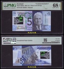 Scotland Clydesdale Bank 5 Pounds, 2016 ,Polymer, Lucky Number 5555, PMG68