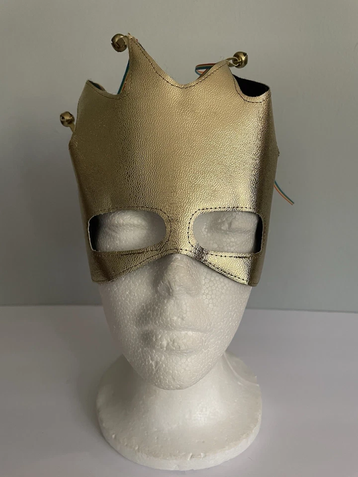 Vintage 1981 Mask Hysteria by Maureen Culligan Gold Lame Eye Mask Court Jester - Image 2 of 4