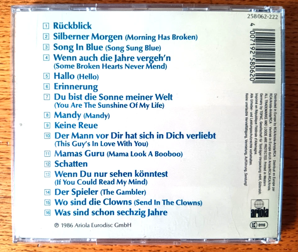 CD Peter Alexander - Lebenslieder - 1986 - 16 Songs incl. Was sind schon sechzig - Bild 2 von 2