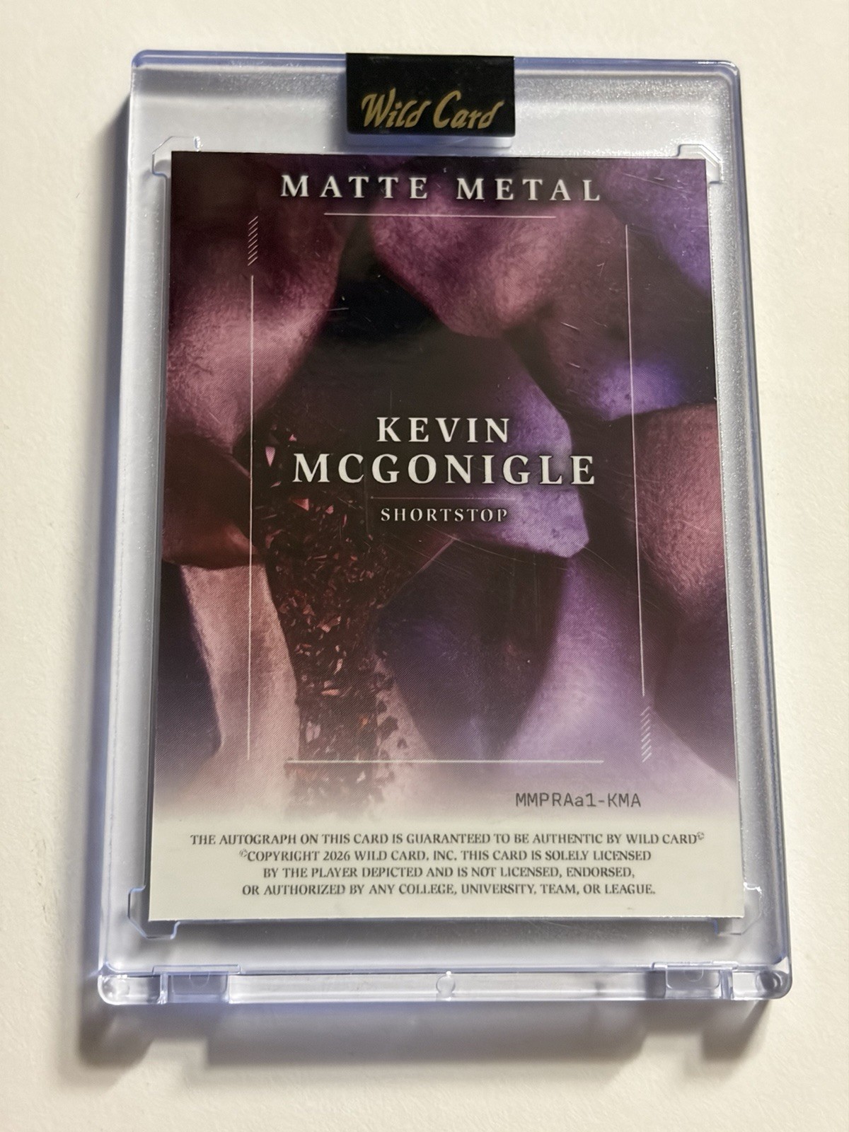 Kevin Mcgonigle 2026 Wild Card Baseball Matte Metal Red RC Auto #d 1/1 Tigers view 2