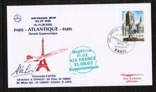 Concorde Air France 2002 Flown Cover Atlantic Supersonic Flight Signed by Pilot