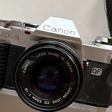 Canon AL-1 SLR Film Camera Silver Black with FD 50mm f/1.8 Lens, 1088555