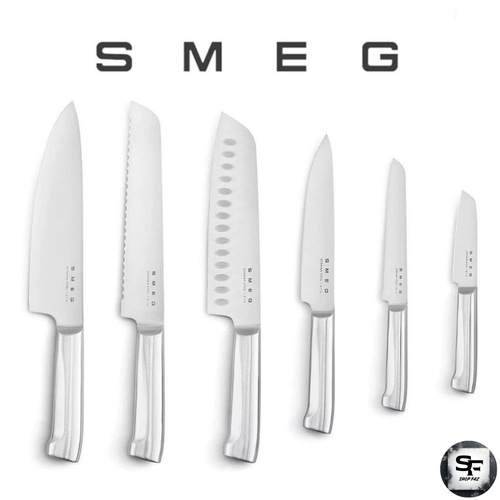 SMEG 6-teiliges Edelstahl Koch Küchenbesteck Set Santoku Brot Fleisch - Bild 7 von 19