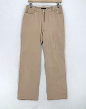 BCBGMAXAZRIA Womens Tan 100% Leather Lined Straight Leg Casual Pants Sz 8