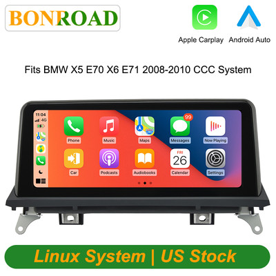 10.25'' Wireless Carplay Android Auto Touchscreen For BMW X5 E70 X6 E71 CCC 07-10