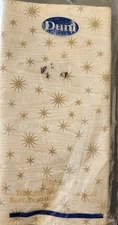 DUNI Dunicel  Vtg 47x71" Tablecloth Sealed, England Vtg Ivory W Gold Stars 