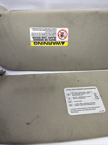 1994-2001 Dodge Ram Truck Sun Visor LH RH SET Side Beige cloth mirror OEM stains - Picture 3 of 12
