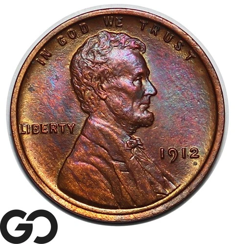 1912 Lincoln Cent Wheat Penny, Reb Brown, Solid Gem BU++ RB