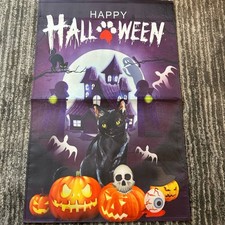 Garden Flag Black Cat Happy Halloween Poly Double Sided Cat Lady Gift New
