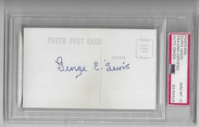 George "Duffy" Lewis Autographed Postcard PSA Gem Mint 10 Red Sox