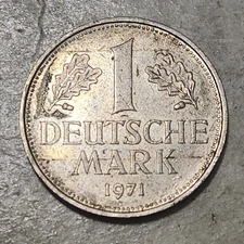 WEST GERMANY 🇩🇪 ONE (1) DEUTCSCHE MARK COIN 1971 J (MINTED IN HAMBURG)