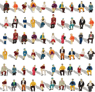 P8711 60Pcs HO Scale 1:87 All Seated People Sitting Figures Passengers Model Des