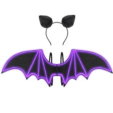 Light up Bat Wings and Ears Headband,Led Black Wing Set Dress Up Purple