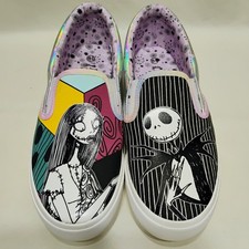 Disney Nightmare Before Christmas Women  s Canvas Slip On Sneakers Jack Sally 6.5