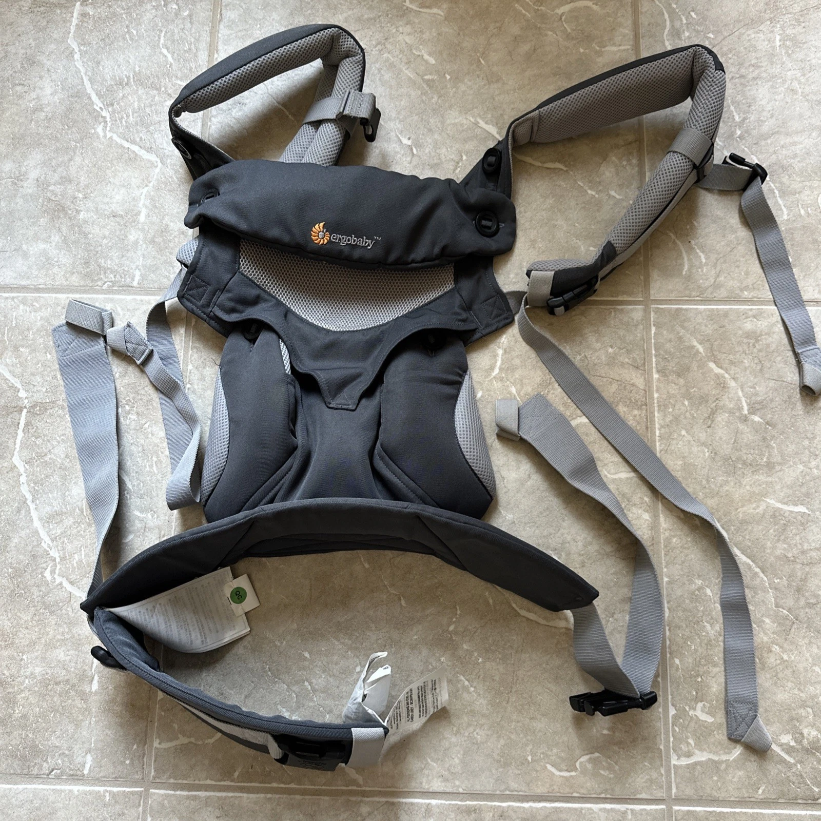 Ergo Baby Carrier Sling 4 Position 360 Cool Air Mesh Carbon Gray Ergobaby