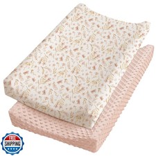 Konssy Minky Changing Pad Cover 2 Pack, Soft Minky Dots Plush Dia
