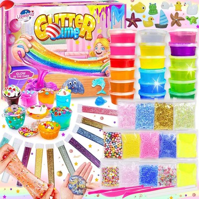 DIY Slime Kit Schleim Selber Machen Set mit 18 Farben Crystal Slime, Glitter,