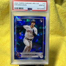 2022 Topps Chrome Update Sapphire Steven Kwan RC Rookie Debut #17 PSA 10