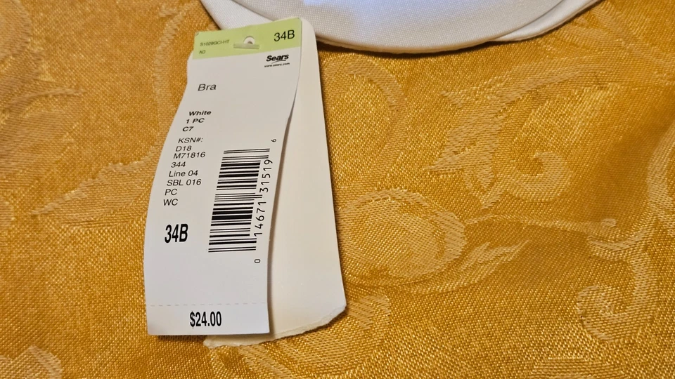 Sujetador tricot sin costuras blanco talla 34B estilo 43734 nuevo con etiquetas Sears "Create Curves) de colección Foto 2 de 4