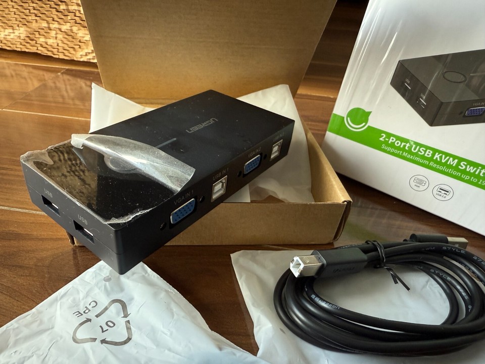 UGREEN 30357 2 Port USB KVM Switch Box Used Comes With Cords | eBay