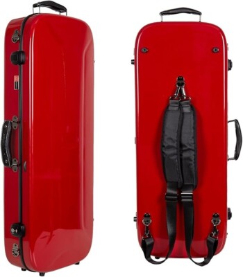 Crossrock Baritone Ukulele Case Hardshell with TSA Lock - 100% Fiberglass-Red