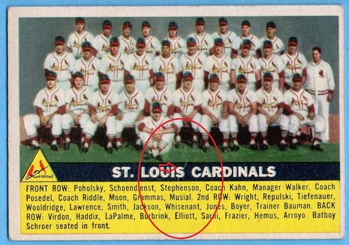 1956 Topps #134 St. Louis Cardinals VG CREASE Stan Musial Ken Boyer A2475 - Picture 2 of 3