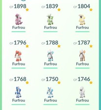 Pokemon Trade GO Furfrou 9 Forms -  Kabuki, Pharaoh, Dandy, Matron Heart & more