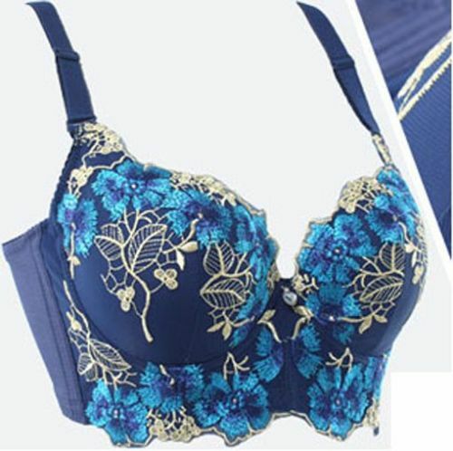 New Women Super Push Up Bra Embroidery Lingerie Lace Brassiere Thick Padded Bras - Bild 7 von 30