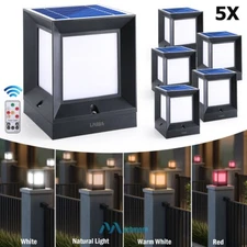1/2/5X Solar Post Cap Light w/Remote For Outdoor Waterproof LED Deck Fence Light