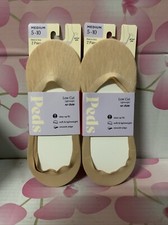 Peds Cotton 2pk Unseen Liner Casual Socks Nude Beige Size 5-10 SET OF 2 Pk