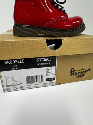 Dr Doc Martens Unisex Boots Brooklee Red Side Zip US Sz 9 Patent Leather - Picture 14 of 14